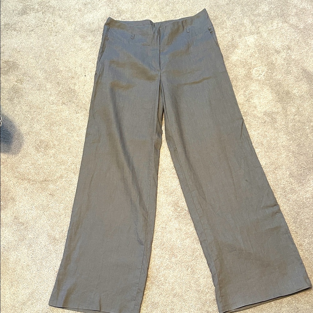 Taupe High Waisted Wide-Leg Trousers-100% linen